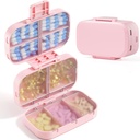 MEACOLIA Triple- Skládací Pořadatel pilulek, 9 Compartments Travel Pill Pouzdro s velkou kapacitou, Denní Pill Box Malé Pill Kontejner pro vitamín, Cod Játra Oil, Doplňky (Růžový)