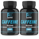 FXSUPPS Kofein 200 mg pilulky (2- Pack, 400 Kapsle) - Fast- působící doplněk pro podporu energie pro muže a ženy 124; Podporuje Alerness, Focus & Metabolické funkce