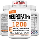 Dodatek k podpoře neuropatie s 1200 mg HP- 99 Kyselina alfa - Max Strength ALA Nerve Formule pro nohy nohy - Ultra potent 18 v 1 Natural Periferní Nerve Vitamíny - 180 Kapsle