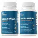 Dr. Tobias Vegan Omega 3 Algae Oil a Ashwagandha Kapsle, Podporuje odolnost, imunitní zdraví a celkové Wellness, Non- GMO, Vegan
