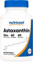 Nutricost Astaxanthin 12 mg, 60 Softgels - Non- GMO a gluten zdarma (2 měsíční dodávka)