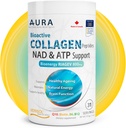 AURA VERISOL ® Bioactive Collagen Peptides ® Powder with Patented NAD + & ATP Boosters, Advanced Cellular Omlazovací systém, Zdravé stárnutí a opravy DNA, Neochucené, Made in Canada, 31 Služeb.