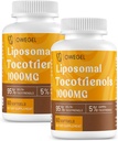 Vitamin E Tocotrienols Doplňky 1000mg - Vysoká potence Liposomální Tocotrienol Kapsle, 95% Delta a 5% Gamma Tocotrienols Podpora kůže, kosti, antioxidant, 120 Softgels