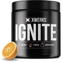 Xwerks Ignite Orange Pre Workout Powder, Natural Keto Pre Workout pro ženy a muže s výbušnou energií, Gluten Free Blend for Endurance and Stamina, 150mg Caffeine, 30 Služeb