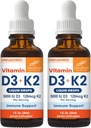 Sandhu 's Vitamin D3 K2 Kapky pro dospělé 124; 5000 IU D3 Liquid, 120mcg K2 dodatek 1 Fl Oz (Balení po 2) Duševní 124; D3K2 podporuje Superior Absorpce, Energie, Imunita, Svalové zdraví pro muže a ženy