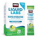 FORCE FACTOR Liquid Labs Electrolytes Powder Packets - Lemon Lime - Hydratační balíčky na výrobu elektrolytové vody s 5 esenciálními elektrolyty, vitamíny, minerály a antioxidanty, 20 Stick Packs
