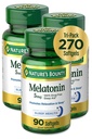 Nature 's Bounty Melatonin 100% Droga zdarma spánková pomoc, Dietní dodatek, Promotes Relaxation and Sleep Health, 5 mg, 90 Počet, Balení 3