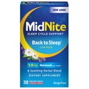 MidNite Zpět do spánku nízká dávka, 1,5 mg melatonin spánková pomoc, Non- Habit Forming, Bylinné dietní dodatek pro dospělé, Drog- Free, gluten- Free, Lactose- Free, Vegetarian, Vegan, 30 Rychlé tavení tablety