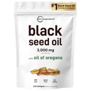 Micro Ingredients Black Seed Oil Softgels, 3,000mg, 240 Počet 124; 2-in-1 Vzorec s olejem oregano, Carvacrol & Thymoquinone phili124; Plant based, Non- GMO