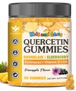 Quercetin s Bromelain Gummies pro děti a dospělé - Imunitní a sezónní Wellness Support, 800mg Quercetin Gummies s Bromelain, Zinek, Elderberry, Vitamin C & D3 - Sugar Free, Ananas Flavor, 60 Ct