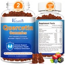 2 balení Quercetin s bromelainovými žvýkačky, Quercetin s vitaminem C zinek & bezinky pro imunitní systém & alergie, Žvýkací a Veganové gumové, Smíšené Berry Flavor 120 Cts