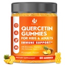 Sugar Free Quercetin s Bromelain Gummies for Kids & Adult - imunitní, antioxidant, Sezónní podpora, 1000mg Quercetin Doplňky s Bromelain, Zinek, Elderberry, Vitamin C D3 E, Vegan, 60 Počet
