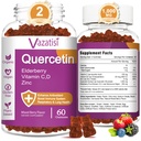 Quercetin Gummies, Quercetin s vitaminem C zinek, Bromelain, Elderberry a vitamín D, Imunitní podpora dospělých dětí, Ženy Muži 120 Gummies Žvýkací