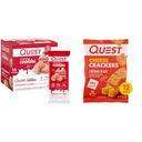 Quest Nutrition Masted Cookies Twin Pack, Jahodový dort, 1g Cukr, 10g Protein, 2g Net Carbs & Chear Crackers, Cheddar Blast, High Protein, Nízký karb, Made with Real Cheese, 12 Ct
