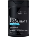 Sports Research High Potency Zinum Picolinate 50 mg s organickým kokosovým olejem 124; Vysoce absorbovatelný doplněk zinku pro zdravou imunitní a enzymovou funkci - Non- GMO Testováno & Gluten- Free (120 Tekuté ponožky)