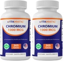 Vitamatic Chromium 1000 mcg colum124; 365 tablet colum124; High potency Chromium Picolinate colum124; Non- GMO, Gluten Free (Balení po 2)