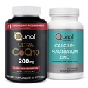 Qunol CoQ10 200mg Softgels, Ultra vysoký absorpční koenzym Q10 Doplňky - 2 měsíční zásoba - 60 Počet hořčíku 3 v 1 tabletách s vápníkem, hořčík & zinek, 270 Počet