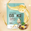 VivoNu Vitamin D3 K2 10000 IU s MK7- 300 Virgin Coconut Oil Softgels, 2 v 1 Vitamíny D & K Complex CLAS124; Vitamina D3 con K2 ((1Bag)