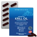 Viva Naturals Antarctic Krill Oil, 1200 mg - Omega33 DHA & EPA s Astaxanthin pro společné zdraví, No Fish Burp, 90 Softgels
