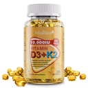 Plant- based D3 K2 Vitamin 10000 IU w / Virgin Coconut MCT Olej - 200 mcg MK7 vitamin K2, Non- GMO pro konečnou absorpci - Kostní, imunitní a srdeční zdraví - Snadný polykat D & K doplněk - 250 Softgels