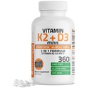 Bronson Vitamin K2 (MK7) s D3 Dolní dávkou 45mcg Vitamin K2 & 1000 IU Vitamin D3 Snadná polykací denní údržba 2 v 1 Formuli Non- GMO, 360 Mini tablety
