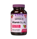 Bluebonnet Nutrition Vitamín D3 & K2 EarthSweet Chewable Tablety, pro imunitní, Mood & Heart Health *, Soy- Free, gluten- Free, Non-GMO, Kosher Dairy, 60 Raspberry Flavor Chewable Tablety, 60 Služeb