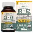 Organic Plant D3 + K2 PHARMAN124; 10000 IU D3 + 120 MCg K2 as All- Trans MK7 from MenaQ7 ® - 100% all food, Raw & Vegan PHARMAN124; Enhanced Digestion with Prebiotic & Superfood Complex - D3 from Organic Algae (60 Count)