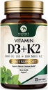 D3 K2 Vitamin - Vitamin D3 5000 IU per Softgel - High potency Vitamin D3 Dodatek - 2-in-1 Komplexní vitamin D & Vitamin K2 (MK7) - Snadná polykací, Kostní a imunitní podpora - Lahvička USA - 120 Softgels