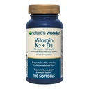 Přírodní zázračný vitamín K2 + D3 s menaQ7 pro kardiovaskulární, mozkové, kostní a svalové zdraví, 120 Softgels, 120 denní zásobování