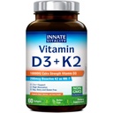 Vrozená vitalita Vitamin D3 K2 Dodatek, Vysoká potence Vitamin D3 10000 IU & Vitamin K2 (MK-7) 200 mcg, Podporuje kosti, zuby, srdce a imunitní zdraví, Non- GMO, Gluten zdarma, 60 Softgels