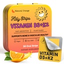 Vitamin D3 K2 dodatek 5000 IU - Fast- Absorbující perorální proužky pro zdraví kostí a srdce - Vitamin D K2 Plant- Based Formule - D3K2 - High- Potency Vitamina D3 con K2- Non GMO - Sugar- Free (30 Počet)