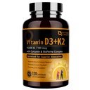 NATURE TARGET Vitamin D3 K2, high- potency 10 000 IU D3, 100 mcg K2 (MK-7) Dodatek s MCT, Nejabsorbovatelnější Synergie Formule, Podporuje kost, vápník a imunitní zdraví, 120 Kapsle