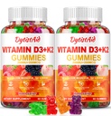 Vitamin D3 + K2 Gummies 2000 IU s vápníkem + K2 (MK-7), Citrát hořčíku, Vitamin C, Zinek & Boron - Kost, Srdce a imunitní podpora - Vegan, Non- GMO, Želatin- Free, Sugar- Free Dodatek, 120 Gummies