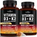 Nový věk Vitamin D3 5 000 IU + K2 MK- 7 100 mcg - 2in-1 Kost, Imunitní a srdeční podpora, Snadné spolknutí, Non- GMO - 120 Kapsle