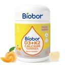 Biobor Vitamin D3 K2 Gummie s vápníkem, 2000 IU D3 & 200 mcg K2 (MK-7) a 200 mg vápníku, bez přidaného cukru, podporuje zdravé kosti a imunitní zdraví, gluten zdarma, GMO zdarma, žluté broskve, 60 Počet