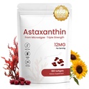 Astaxanthin Doplňky 12 mg, 180 Softgels, 6 Měsíční dodávky 124; Přírodní antioxidant z čerstvých mikrořas CARL 124; více podporuje oko, kůže, společné zdraví, Non- GMO