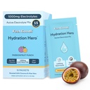 Feel Goods Hydration Hero, 1.000mg Electrolytes Powder, Sugar Free, Magnesium, Organic Aloe Vera, L Theanine, Vitamin C & B12, Keto, Vegan, Electrolyte Packets, Passion Fruit Punch, 15 Count