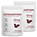 2 balení Astaxanthin 12mg, Premium Astaxanthin Antioxidant doplňky s antioxidační aktivitou, podporuje oko, imunitní, zdraví pokožky, vnitřní cirkulace