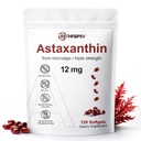 Premium Astaxanthin 12mg Antioxidant dodatek s vitamínem E - 120 Softgels, 4 Měsíční dodávky, Mikrořasy zdroj, podporuje pleť, oko a společné zdraví, Non- GMO, gluten & Soy zdarma