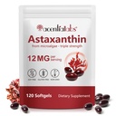 Astaxanthin 12 mg, 120 Softgels - Přírodní mikrořasy Antioxidant pro zdravou pleť, Vize, Joint & Heart Support - Non- GMO, gluten- Free - 4- Month Supply