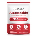 Premium Astaxanthin doplňky 12 mg 120 Softgels, Astaxanthin Antioxidant dodatek pro oko, kůže, kloub, mozek, čerstvé mikrořasy zdroj pro srdce a imunitní systém zdraví