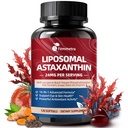 Lipozomální Astaxanthin Dodatky 24 mg s Lycopene pro oko, kůže a imunitní zdraví, 10- in-1 Max síla Astaxanthin Antioxidant dodatek, Čerstvý zdroj mikrořas, Non- GMO, 120 Softgels