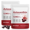 Liefiet Astaxanthin 12mg 120 Softgels, 2Pack Premium Astaxanthin Antioxidant doplňky, podporuje oko, kůže, společné zdraví, snadno polykat, 4 měsíce dodávky