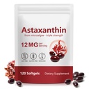 Astaxanthin 12mg Softgels from Microalgaes - Antioxidant Supplement - Non- GMO, Gluten Free - 120 Softgels
