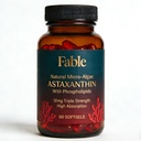 Fable Astaxanthin 12 mg s fosfolipidy - 5X Absorpce, Přírodní Micro- Řasy Sourced Antioxidant pro pleť, Oko & Srdce Zdraví, 60 Počet