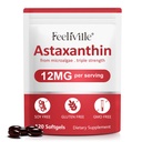 Astaxanthin 12mg (120 Softgels) - Premium Astaxanthin Antioxidant doplňky - Podporuje Eye, vnitřní oběh, imunitní & kožní zdraví - Čerstvý zdroj mikrořas - Non- GMO & No Gluten