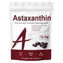 Astaxanthin 12 mg, Triple Strength Kožní vitamíny pro ženy s antioxidační aktivitou, podporuje imunitní, kůže, oko a společné zdraví, podporovat vnitřní oběh, Čokoláda Flavor, 120 Služební
