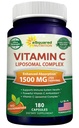 aSquared Nutrition Vitamin C Liposomální komplex - 1500mg Dodatek - 180 Kapsle - Vysoká absorpce VIT C Ascorbic Acid Pills - Podporuje imunitní systém a zdraví kolagenu - 90 Služeb