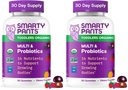 SmartyPants Organic Toddler Multivitamin Gummies: Probiotika, Omega 3 (ALA), Vitamin D3, C, Vitamin B12, B6, A, K & Zink, Beta karoten, gluten zdarma, Tři ovocné příchutě, (30 Day Supply), 60 Počet (balení po 2)