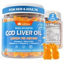 Cod Jaterní olej Gummies 1000mg pro děti a dospělé - w / Omega 3 (EPA & DHA), Vitamíny A, D3 & K2 - Cod Jaterní olej Omega 3 Gummie pro imunitní, Brain & Cognitive Support, SugarFree, Orange Flavor, 120Cts